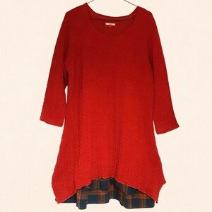 GAP Red Knit Dress with Plaid Hem